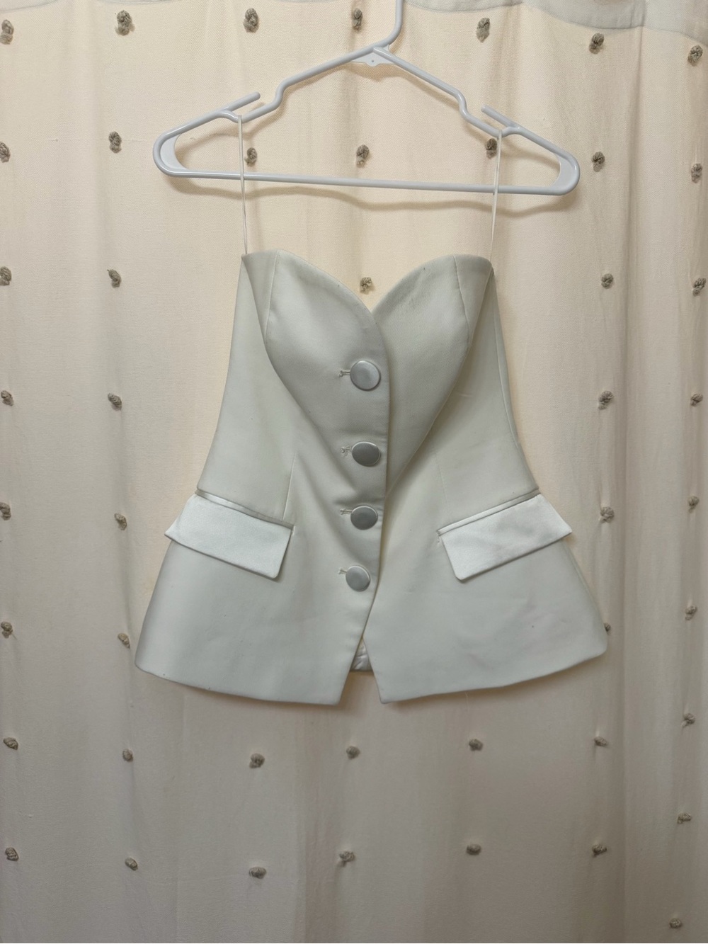 Zara White Structured Bustier Button-Front Top